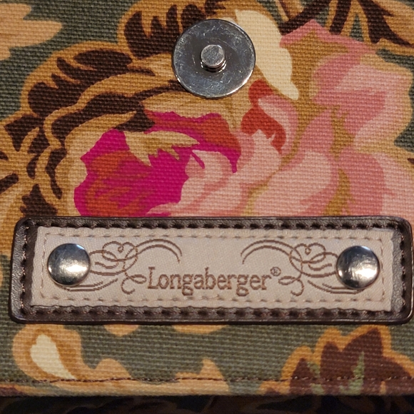 LONGABERGER ♡ Beautiful Vintage Multi Floral Brown Homestead Adj Crossbody Purse - Picture 7 of 17